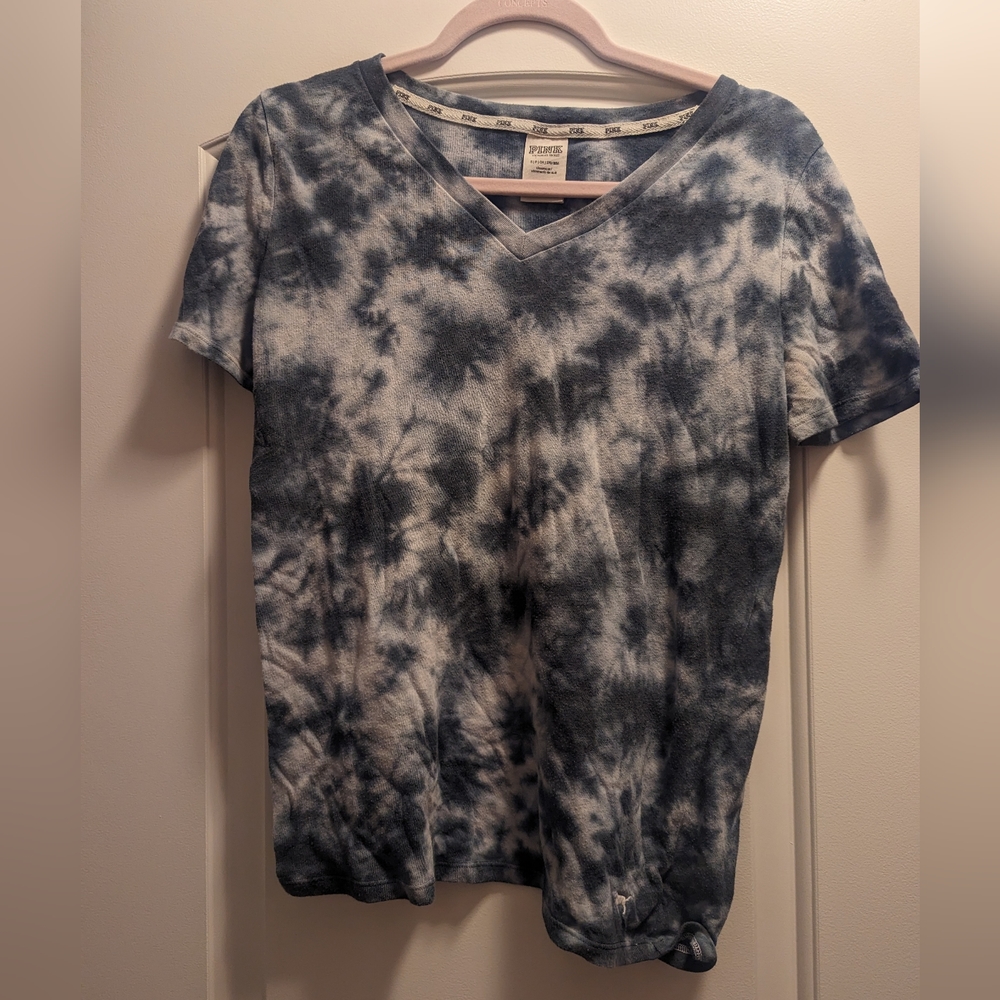 Pink Gray & Black Tie Dye V Neck Tshirt